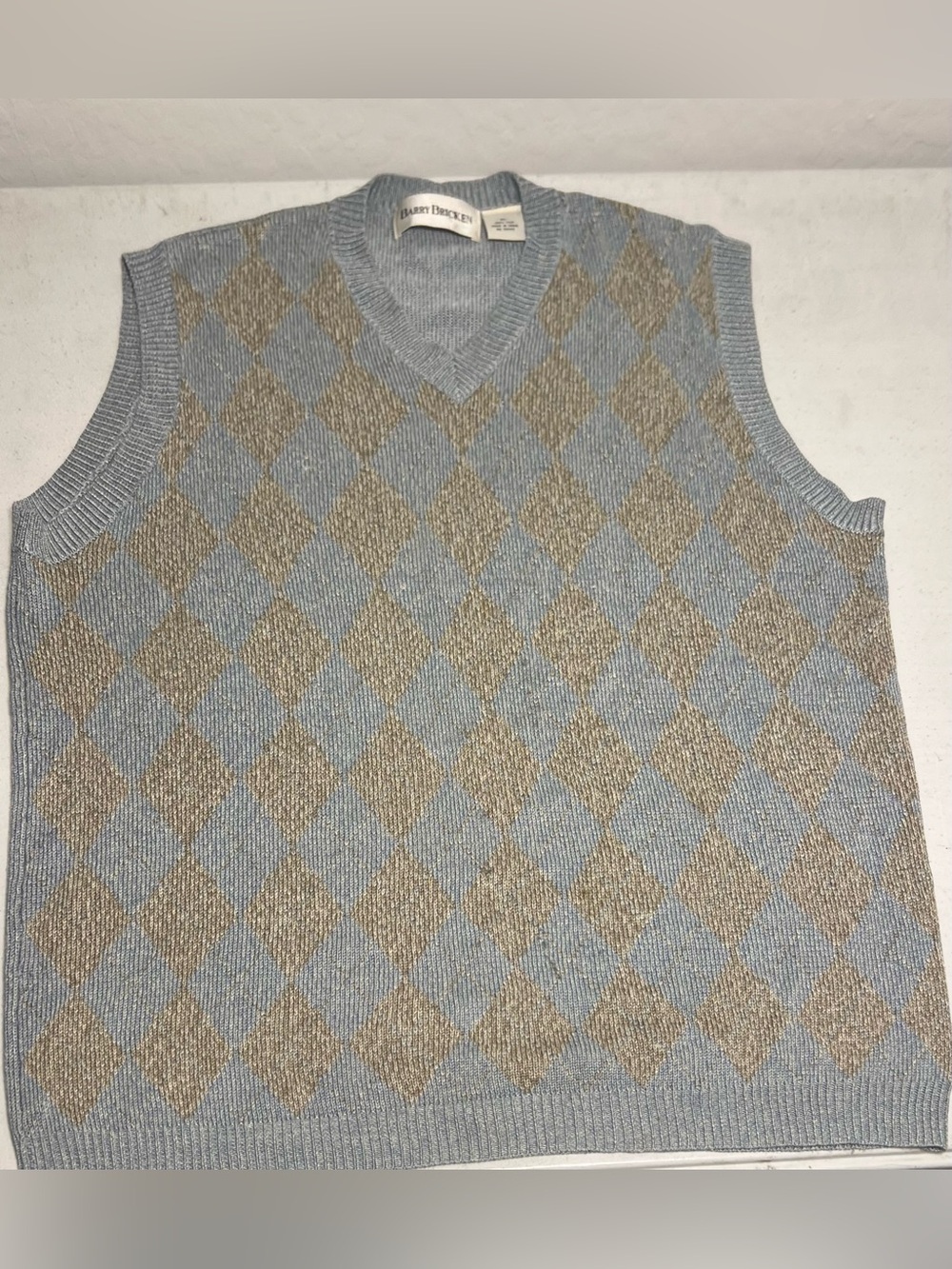 Barry Bricken 100% Silk Argyle Sweater Vest